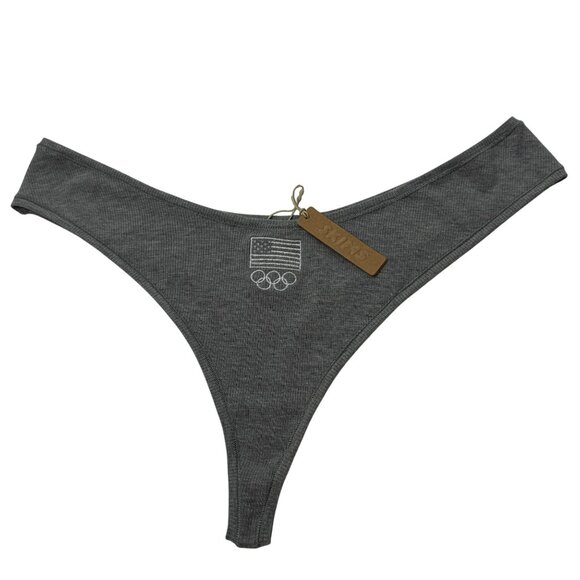SKIMS Soft Lounge Dipped Thong Team USA Lot of 3 White Heather Gray 4X - Picture 3 of 10